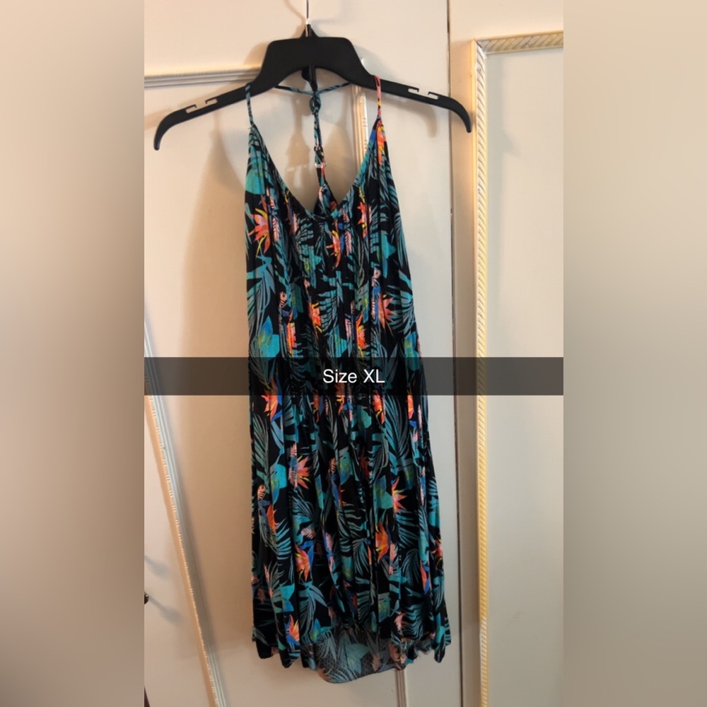 Tropical Floral Print Dress XL